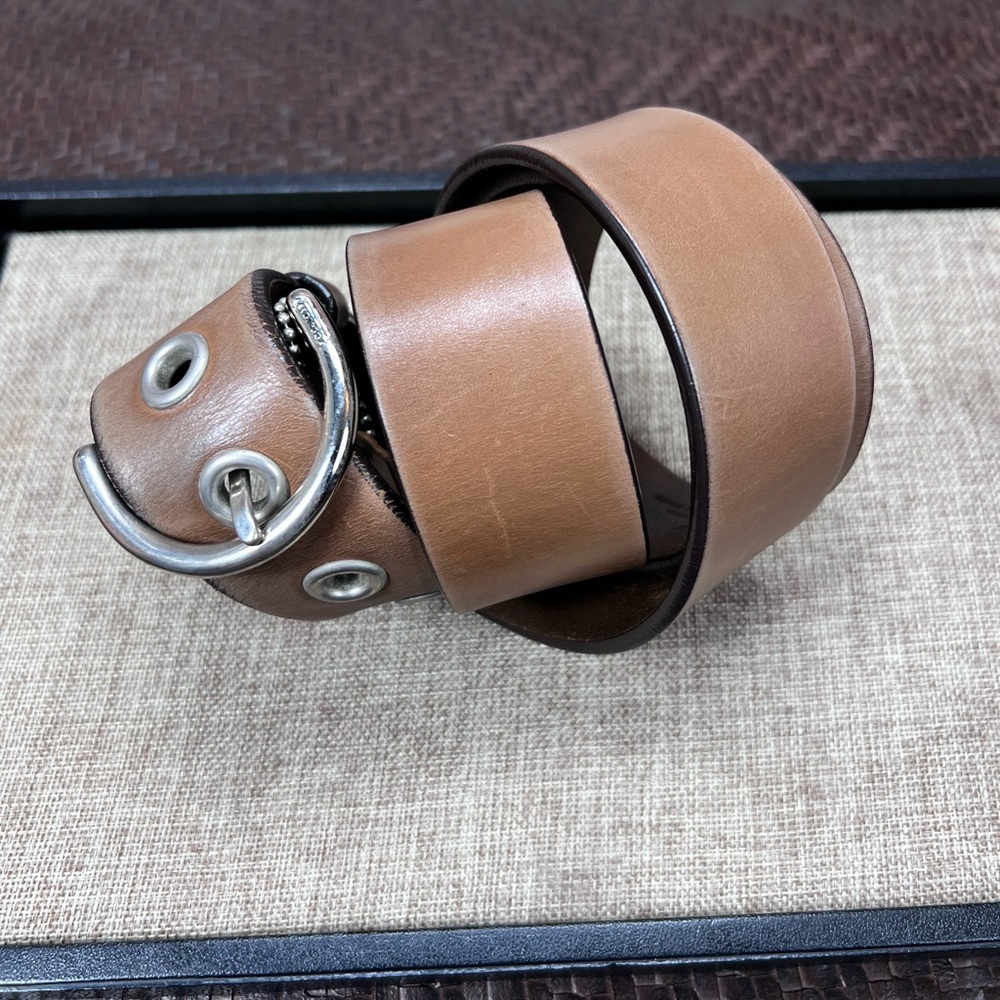 Coach Brown Leather Belt with Silver Buckle - Picture 2 of 5